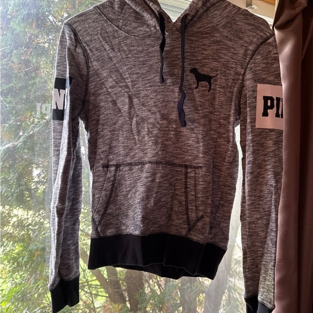 PINK Victoria's Secret Black and Gray Men's Hoodie